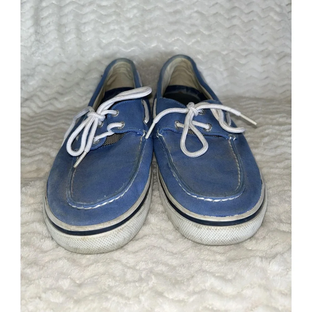 Sperry Top-Sider Boat Shoes Mens Size 12 Blue Canvas Lace Up Casual Non-Slip